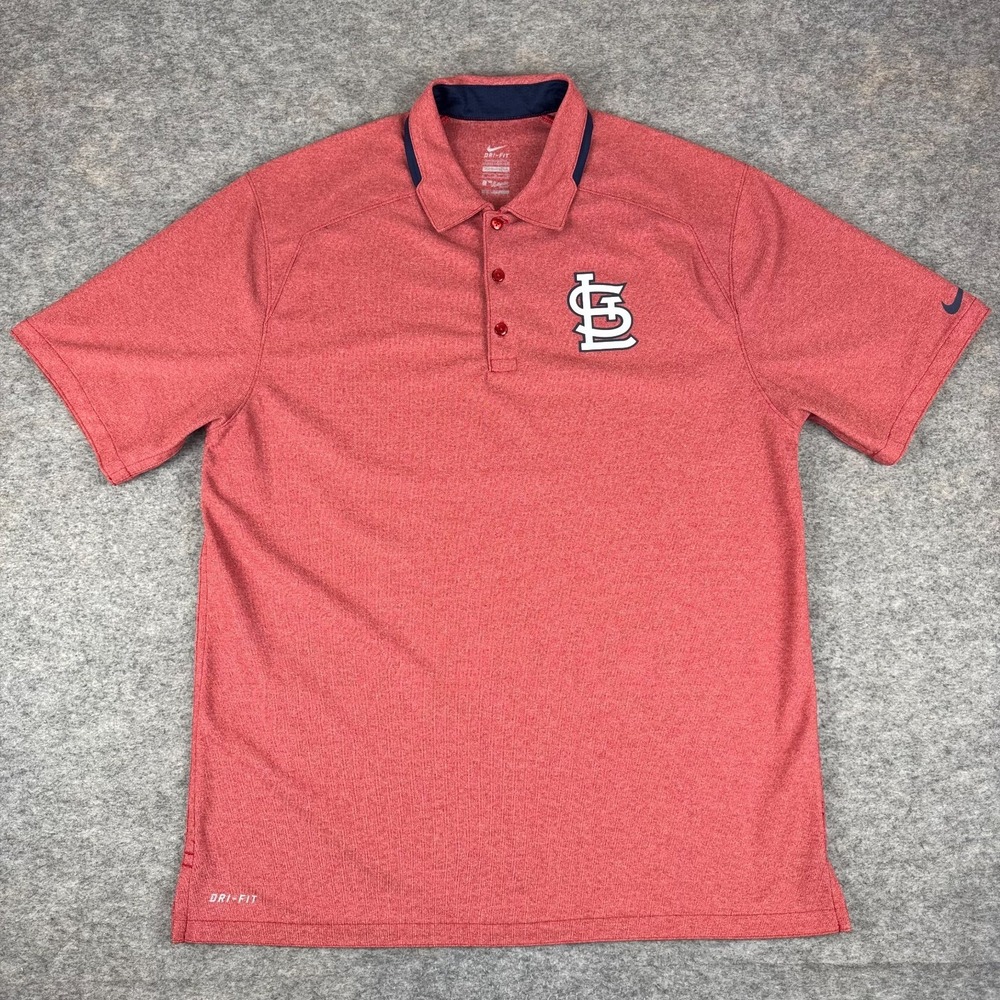Nike Dri Fit St. Louis Cardinals Polo Shirt MLB Polyester Red Mens Medium M